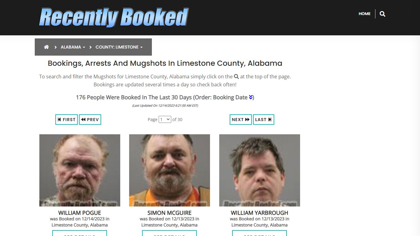 Bookings, Arrests and Mugshots in Limestone County, Alabama